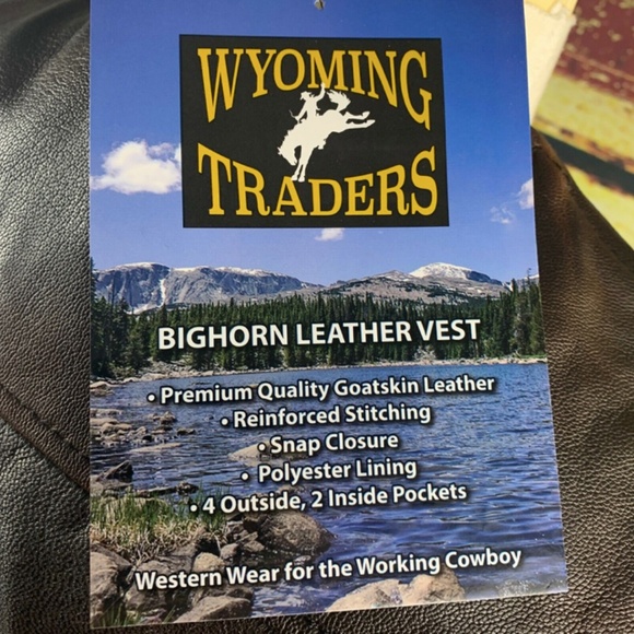 MENS BIGHORN LEATHER SNAP UP COWBOY VEST - BLACK